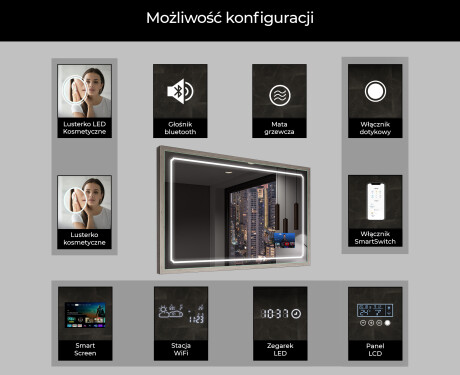 Prostokątne Lustro Łazienkowe LED Loft FrameLine L137 #7