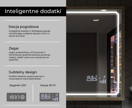 Prostokątne Lustro Łazienkowe Z Ramą LED Loft FrameLine L137 #8