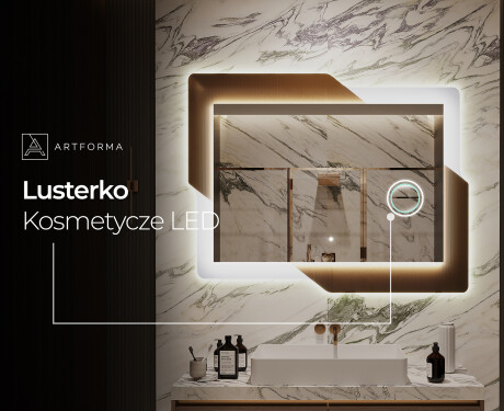 Prostokątne Lustro Łazienkowe Podświetlane LED - Retro #10