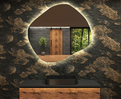 Lustro plama asymetryczne łazienkowe podświetlane LED R221