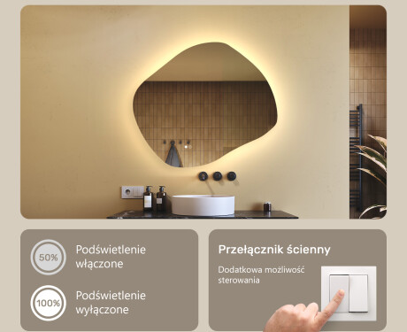 Lustro łazienkowe z oświetleniem, Dual color, włącznik dotykowy, mata grzewcza #4