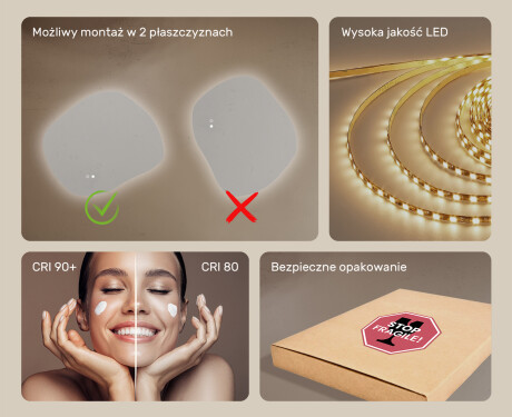 Lustro łazienkowe z oświetleniem, Dual color, włącznik dotykowy, mata grzewcza #6