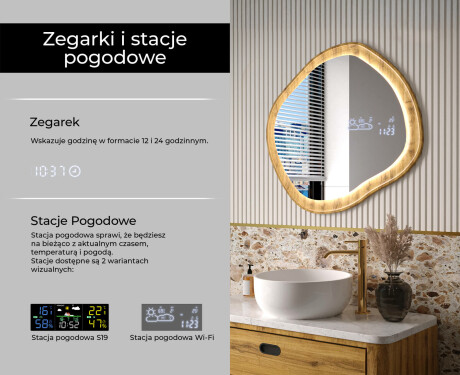Dekoracyjne lustro w dębowej ramie z podświetleniem LED #6