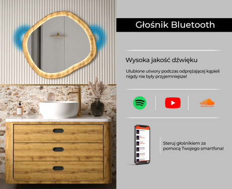 Dekoracyjne lustro w dębowej ramie z podświetleniem LED #7