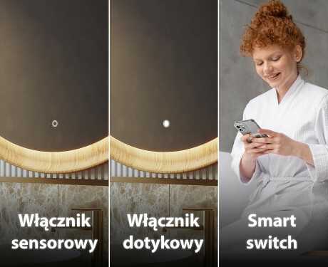 Dekoracyjne lustro w dębowej ramie z podświetleniem LED #8