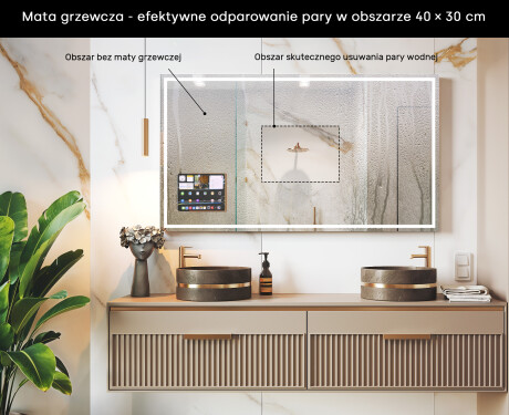 Prostokątne Lustro Smart LED Apple z ramką Displine L49 #7