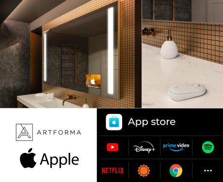 Inteligentne Lustro Łazienkowe Podświetlane Prostokątne LED Smart L02 Apple #2