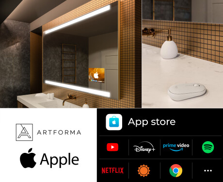 Inteligentne Lustro Łazienkowe Podświetlane Prostokątne LED Smart L47 Apple #2