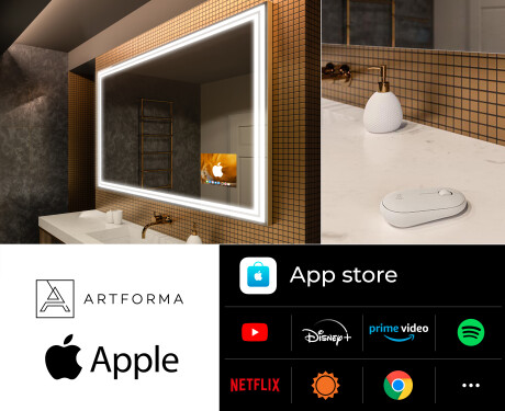 Inteligentne Lustro Łazienkowe Podświetlane Prostokątne LED Smart L57 Apple #2