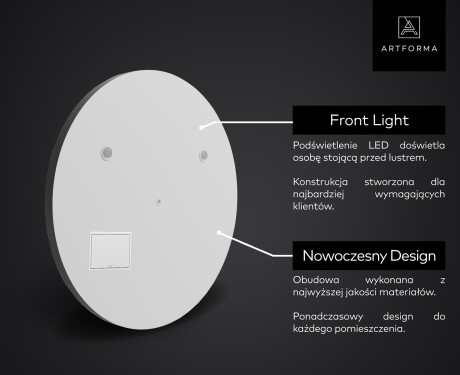 Inteligentne Lustro Łazienkowe Okrągłe Podświetlane LED SMART L114 Apple #2
