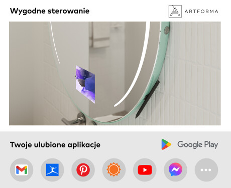 Inteligentne Lustro Łazienkowe Okrągłe LED SMART L153 Samsung #3