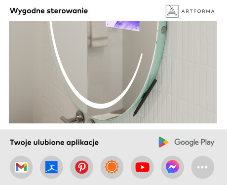 Inteligentne Lustro Łazienkowe OKrągłe LED SMART  L156 Samsung #3
