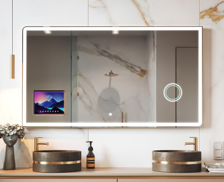 Zaokrąglone Nowoczesne Lustro LED z ramką iPad Displine L146