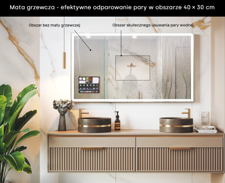 Zaokrąglone Nowoczesne Lustro LED z ramką iPad Displine L146 #7