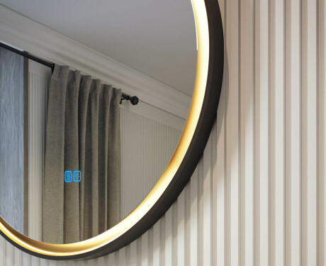 Okrągłe lustro w metalowej ramie z podświetleniem LED #2