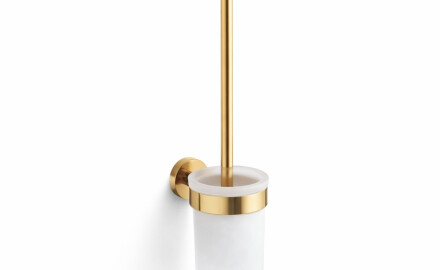 CLASSIC-Szczotka WC wisząca / pojemnik szkło matowe / złoty połysk