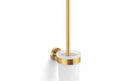 CLASSIC-Szczotka WC wisząca / pojemnik szkło matowe / złoty szczotkowany