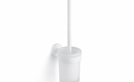 CLASSIC-Szczotka WC wisząca / pojemnik szkło matowe / biały mat