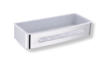 Koszyk 29x12x5,5 / stal polerowana / wkład z tworzywa biały