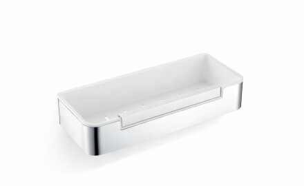 Koszyk 29x12x5,5 ze ściągaczką / stal polerowana / wkład z tworzywa biały