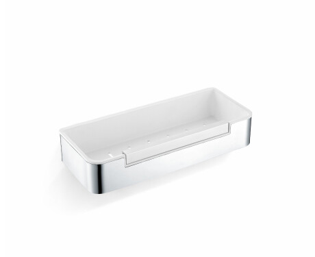 Koszyk 29x12x5,5 ze ściągaczką / stal polerowana / wkład z tworzywa biały