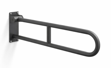 Poręcz wspomagająca dla osób z niepełnosprawnościami Ø32 łukowa uchylna STANDARD - 80 cm/ stal nierdzewna czarny mat