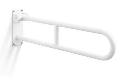 Poręcz wspomagająca dla osób z niepełnosprawnościami Ø32 łukowa uchylna STANDARD - 80 cm/ stal nierdzewna biały mat