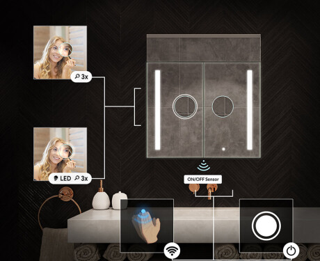 Szafka łazienkowa z lustrem LED L02 Emily 66,5 x 72 cm w kolorze Dąb Oslo #5