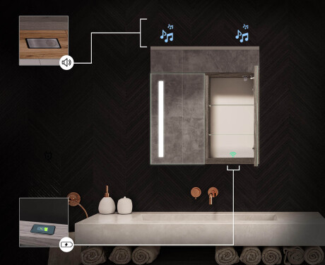 Szafka łazienkowa z lustrem LED L02 Emily 66,5 x 72 cm w kolorze Dąb Oslo #6