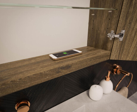 Wisząca szafka łazienkowa z lustrem LED L02 Emily 100 x 72 cm w kolorze Dąb Pradawny #12