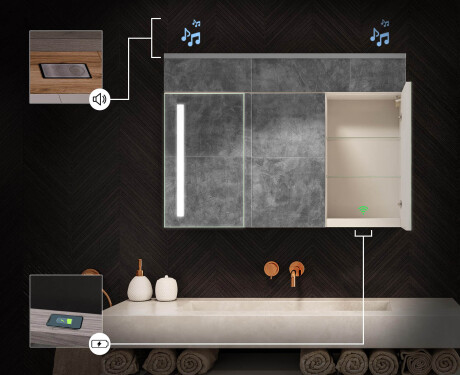 Wisząca szafka łazienkowa z lustrem LED L02 Emily 100 x 72 cm w kolorze Dąb Pradawny #6