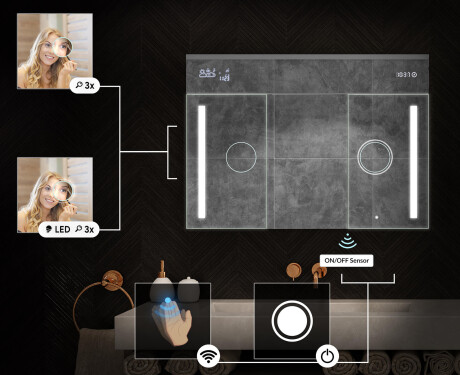 Wisząca szafka łazienkowa z lustrem LED L02 Emily 100 x 72 cm w kolorze San Marino #5