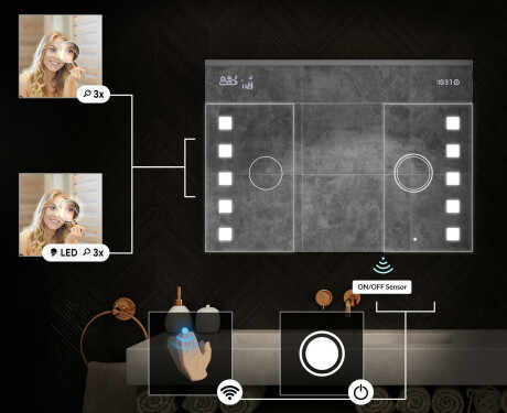 SZAFKA ŁAZIENKOWA Z LUSTREM LED - L03 EMILY 100 x 72cm #5