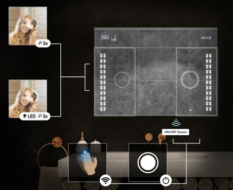 Wisząca Szafka Łazienkowa Z Lustrem LED L55 Emily 100 x 72cm #5