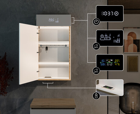 Szafka Do Przedpokoju Wisząca z Lustrem LED Amelia 60 x 110cm #4