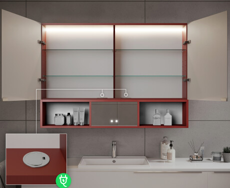 Szafka łazienkowa z Lustrem LED dwudrzwiowa Emma  100 x 72cm #10