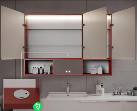 Szafka łazienkowa z Lustrem LED trzydrzwiowa Emma 100 x 72cm #10