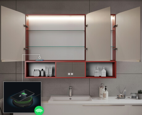 Szafka łazienkowa z Lustrem LED trzydrzwiowa Emma 100 x 72cm #9