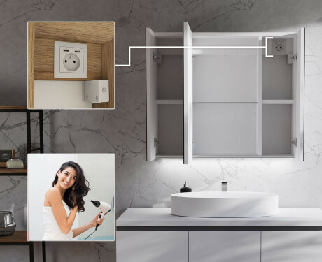 Szafka łazienkowa z Lustrem LED Wisząca - Clara 70 x 60cm #5