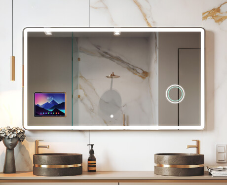 Zaokrąglone Nowoczesne Lustro LED z ramką iPad Displine L141