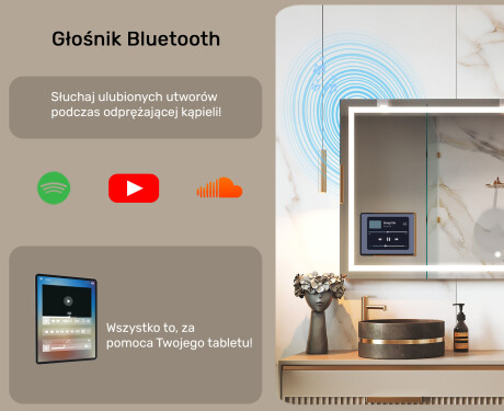 Zaokrąglone Nowoczesne Lustro LED z ramką iPad Displine L141 #4