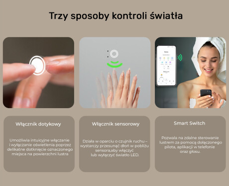 Zaokrąglone Nowoczesne Lustro LED z ramką iPad Displine L141 #5