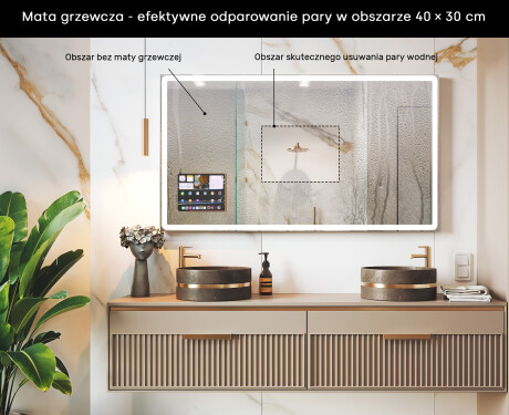 Zaokrąglone Nowoczesne Lustro LED z ramką iPad Displine L141 #7