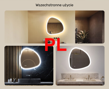 Dizainera LED vannas istabas spogulis 120x70cm ar aukstu LED krāsu 7000K, siltu krāsu 3000K vai neitrālu krāsu 4500K