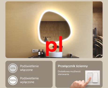 Dizainera LED vannas istabas spogulis 120x70cm ar aukstu LED krāsu 7000K, siltu krāsu 3000K vai neitrālu krāsu 4500K #5