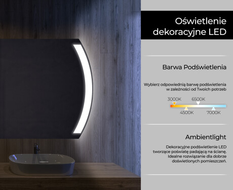 Lustro Łazienkowe Zaokrąglone Podświetlane LED68 #4