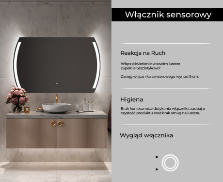 Lustro Łazienkowe Zaokrąglone Podświetlane LED68 #6