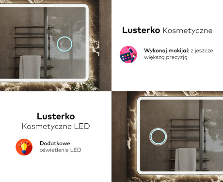 Prostokątne Zaokrąglane Lustro Łazienkowe Podświetlane LED141 #8