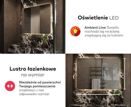 Nowoczesne Lustro Łazienkowe Podświetlane Zaokrąglone LED142 #5