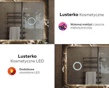 Nowoczesne Lustro Łazienkowe Podświetlane Zaokrąglone LED142 #8